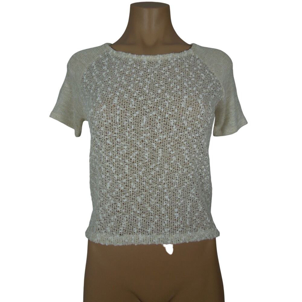 S.O.Y SHINE ON YOU Cropped Front Top S SMALL Gold Metallic Blend